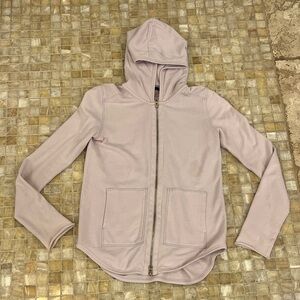 ATM Light Pink Hooded Zip Front Women's Top